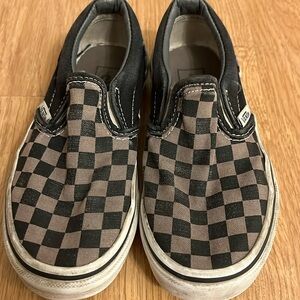 Kids Vans slip ons  black/ gray checkers size 12.5
